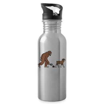 Bigfoot Sasquatch Poop Boxer Dog - 20 oz Water Bottle - silver - Right