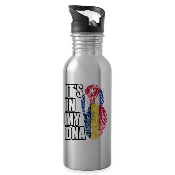 Chadian And Cuban Mix Heritage DNA Flag - 20 oz Water Bottle - silver - Right