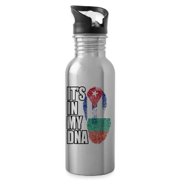 Bulgarian And Cuban Mix Heritage DNA Flag - 20 oz Water Bottle - silver - Right