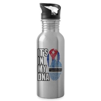 Botswana And Cuban Mix Heritage DNA Flag - 20 oz Water Bottle - silver - Right