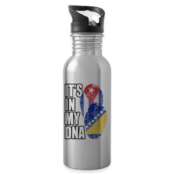 Bosnian And Cuban Mix Heritage DNA Flag - 20 oz Water Bottle - silver - Right