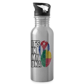 Beninese And Cuban Mix Heritage DNA Flag - 20 oz Water Bottle - silver - Right