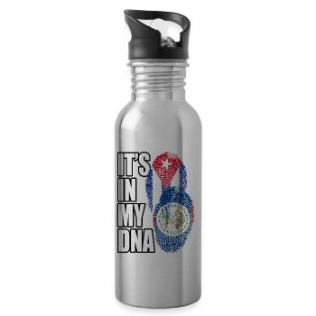 Belizean And Cuban Mix Heritage DNA Flag - 20 oz Water Bottle - silver - Right