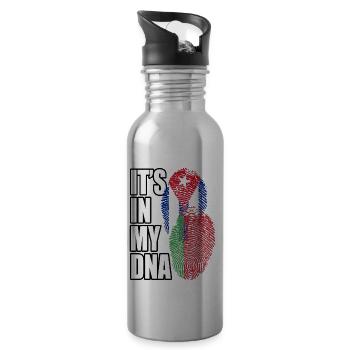 Belarusian And Cuban Mix Heritage DNA Flag - 20 oz Water Bottle - silver - Right