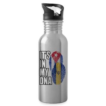 Barbadian And Cuban Mix Heritage DNA Flag - 20 oz Water Bottle - silver - Right