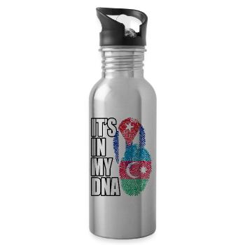 Azerbaijani And Cuban Mix Heritage DNA Flag - 20 oz Water Bottle - silver - Right