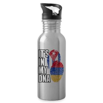 Armenian And Cuban Mix Heritage DNA Flag - 20 oz Water Bottle - silver - Right