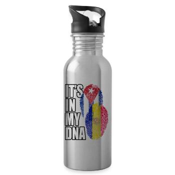 Andorran And Cuban Mix Heritage DNA Flag - 20 oz Water Bottle - silver - Right