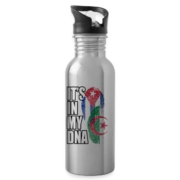 Algerian And Cuban Mix Heritage DNA Flag - 20 oz Water Bottle - silver - Right