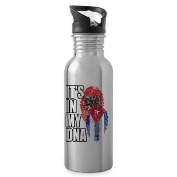 Albanian And Cuban Mix Heritage DNA Flag - 20 oz Water Bottle - silver - Right