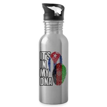 Afghan And Cuban Mix Heritage DNA Flag - 20 oz Water Bottle - silver - Right