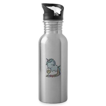 Wine Unicorn Glass of Wine Drinking Party Wine - 20 oz Water Bottle - silver - Right