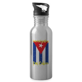 I'm Not Yelling I'm Cuban Funny Saying Cubanos Cub - 20 oz Water Bottle - silver - Right
