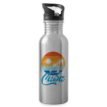 Cuba Surf Vacation Souvenir Cuban Beach Surfer - 20 oz Water Bottle - silver - Right