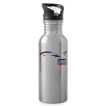 Havana Cuba Flag Caribbean Summer Vacation Cuban - 20 oz Water Bottle - silver - Right