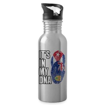 Turks Caicos And Cuban Mix Heritage DNA Flag - 20 oz Water Bottle - silver - Right