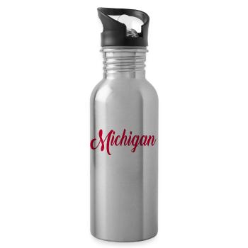 Michigan Retro Throwback Design - 20 oz Water Bottle - silver - Right