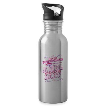 Darts Play Women Dart Fan Dart Player Gift Darts - 20 oz Water Bottle - silver - Right