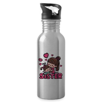Sisterly Love: Nurturing and Growing with a Big Si - 20 oz Water Bottle - silver - Right