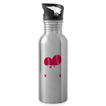 My Heart Is On That Field Funny Baseball Wife - 20 oz Water Bottle - silver - Right