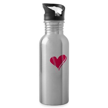 Funny Baseball Trainer Gift I Love My Trainer - 20 oz Water Bottle - silver - Right