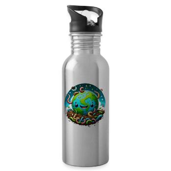 Worm Farming Earthworm Gardener Vermiculture - 20 oz Water Bottle - silver - Right