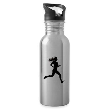 Running Girl Runner Marathon Run Women - 20 oz Water Bottle - silver - Right
