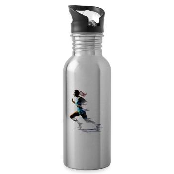 Running Girl Runner Marathon Run Women - 20 oz Water Bottle - silver - Right