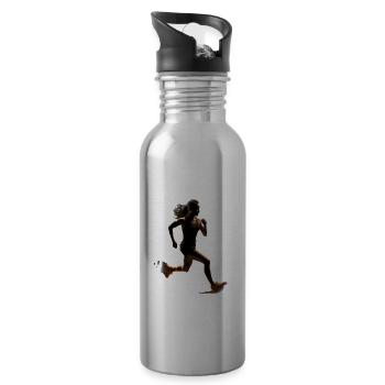 Running Girl Runner Marathon Run Women - 20 oz Water Bottle - silver - Right