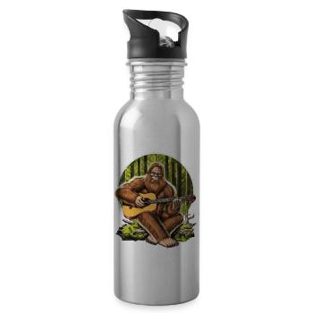 Bigfoot Playing Acoustic Guitar - 20 oz Water Bottle - silver - Right