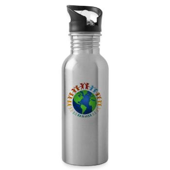 Against Racism, Against The Right, Against Nazis - 20 oz Water Bottle - silver - Right