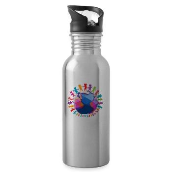 Against Racism, Against The Right, Against Nazis - 20 oz Water Bottle - silver - Right