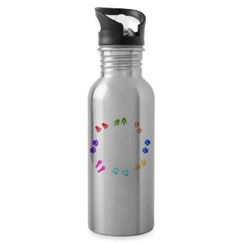 Against Racism, Against The Right, Against Nazis - 20 oz Water Bottle - silver - Right