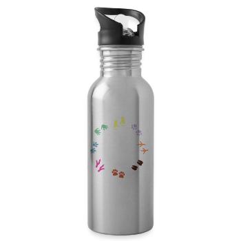 Against Racism, Against The Right, Against Nazis - 20 oz Water Bottle - silver - Right