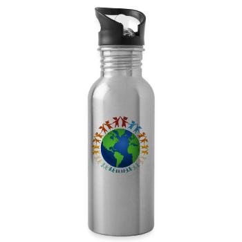 Against Racism, Against The Right, Against Nazis - 20 oz Water Bottle - silver - Right