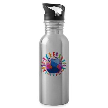Against Racism, Against The Right, Against Nazis - 20 oz Water Bottle - silver - Right