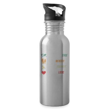 Against Racism, Against The Right, Against Nazis - 20 oz Water Bottle - silver - Right