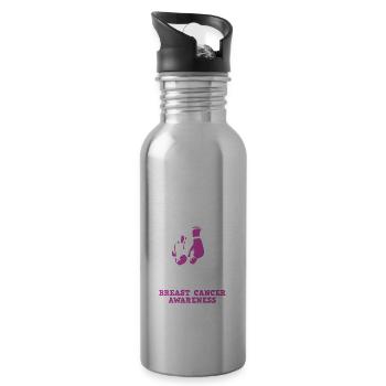 Breast Cancer Awareness Supporter - 20 oz Water Bottle - silver - Right