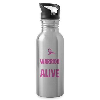 Breast Cancer Awareness Supporter - 20 oz Water Bottle - silver - Right