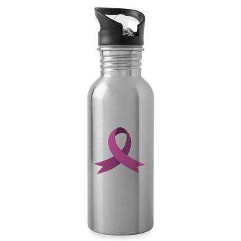 Breast Cancer Awareness Supporter - 20 oz Water Bottle - silver - Right