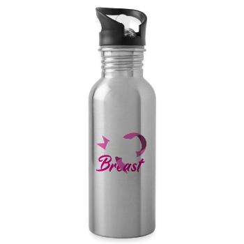 Breast Cancer Awareness Supporter - 20 oz Water Bottle - silver - Right