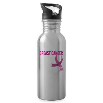 Breast Cancer Awareness Supporter - 20 oz Water Bottle - silver - Right