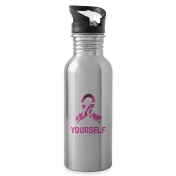 Breast Cancer Awareness Supporter - 20 oz Water Bottle - silver - Right