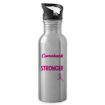 Breast Cancer Awareness Supporter - 20 oz Water Bottle - silver - Right