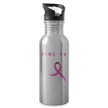 Breast Cancer Awareness Supporter - 20 oz Water Bottle - silver - Right