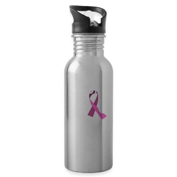 Breast Cancer Awareness Supporter - 20 oz Water Bottle - silver - Right