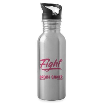 Breast Cancer Awareness Supporter - 20 oz Water Bottle - silver - Right