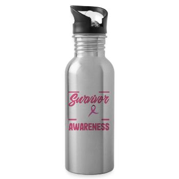 Breast Cancer Awareness Supporter - 20 oz Water Bottle - silver - Right