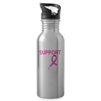 Breast Cancer Awareness Supporter - 20 oz Water Bottle - silver - Right