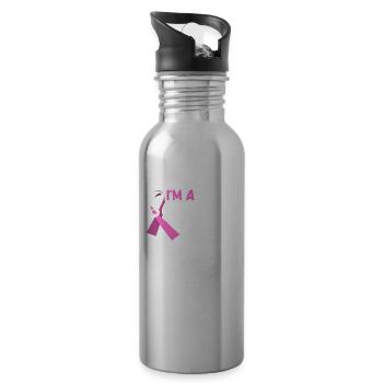 Breast Cancer Awareness Supporter - 20 oz Water Bottle - silver - Right
